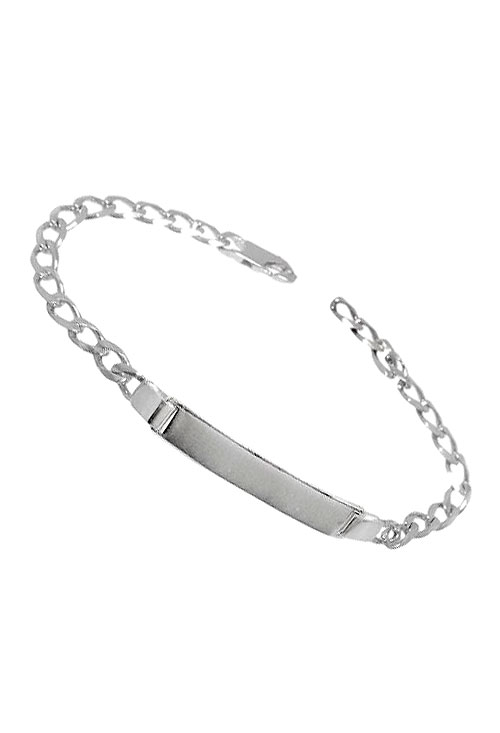 pulsera de plata para hombre con chapa central para poder grabar