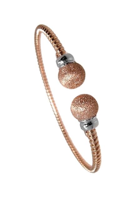 pulsera rigida plata de ley chapada oro rosa