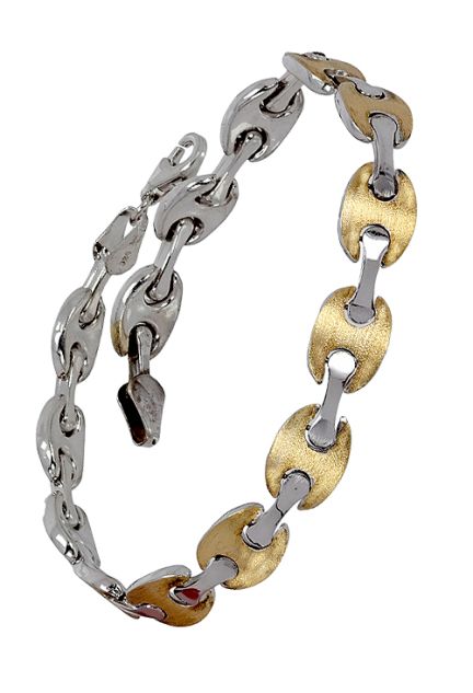 Pulsera plata ley y oro, mujer, eslabones, estampados - foto 3 - rfcia.003_M5215275