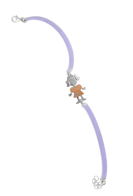 pulsera de caucho morado con motivo central en forma de niña foto extendida 200_133N_01