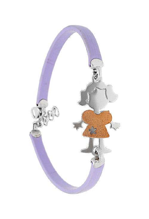 pulsera de caucho morado con motivo central en forma de niña foto principal 200_133N