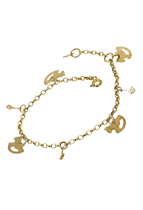 Pulsera de oro amarillo con fetiches 003_P49507-0