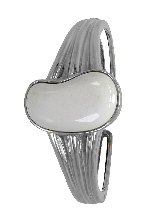 pulsera de plata aro rigido con apertura fleje y agata blanca precio muy barato 046_006064BG-AB
