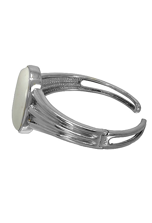 pulsera de plata aro rigido con apertura fleje y agata blanca precio muy barato 046_006064BG-AB_02