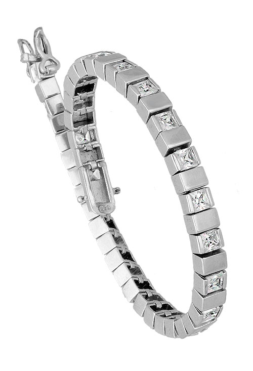 Pulsera de plata y circonitas para hombre