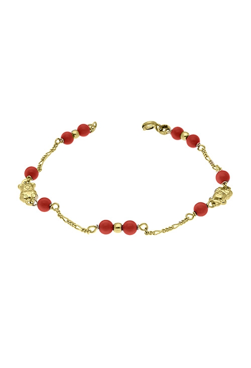 pulsera oro 18 ktes y coral fino vista frontal precio muy barato 041_CORAL-OSO_01