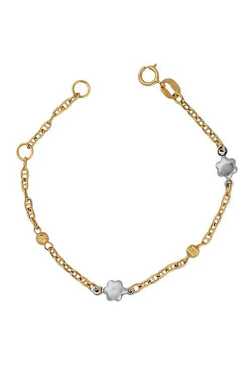 pulsera mujer oro bicolor 18 kilates cadena forzada eslabones ancla con entrepiezas foto hecha desde arriba precio barato joyeria online 243_000-05800
