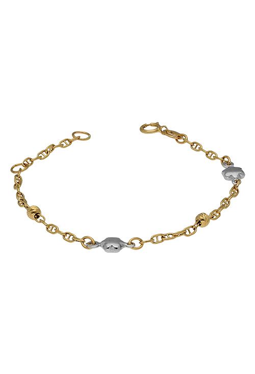 pulsera mujer oro bicolor 18 kilates cadena forzada eslabones ancla con entrepiezas foto hecha desde el frente precio barato joyeria online 243_000-05800_01