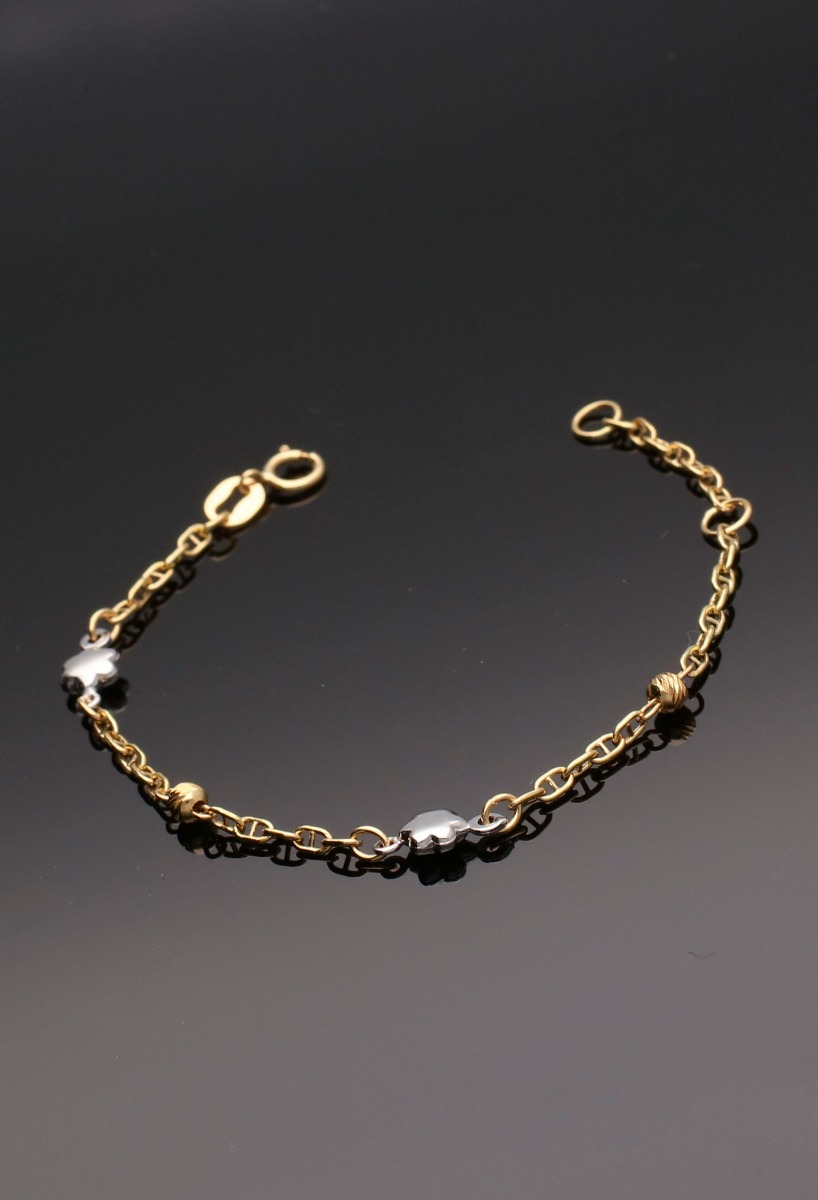 pulsera mujer oro bicolor 18 kilates cadena forzada eslabones ancla con entrepiezas foto sin recortar fondo negro precio barato joyeria online 243_000-05800_03