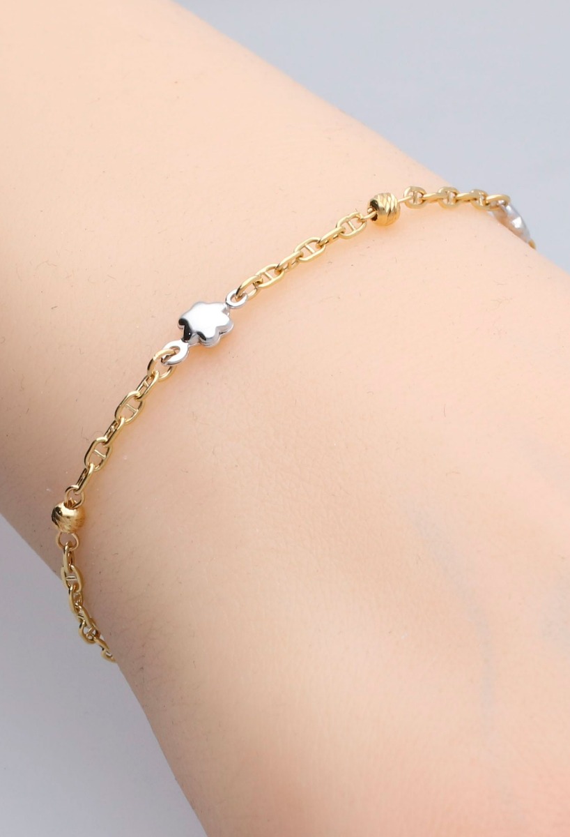 pulsera mujer oro bicolor 18 kilates cadena forzada eslabones ancla con entrepiezas foto modelo precio barato joyeria online 243_000-05800_03