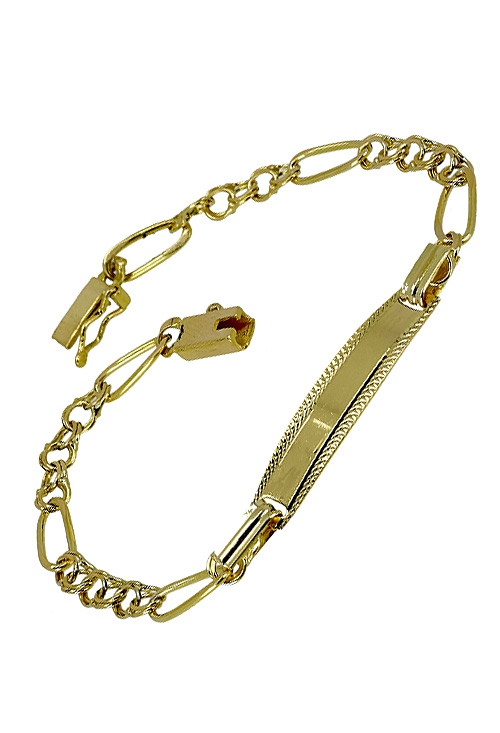 Pulsera oro 18K, esclava eslabón combinado y chapa con bisel. 087_0006-04 precios baratos
