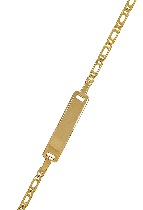 pulsera oro amarillo 18 kilates con chapa para grabar primera comunion estirada