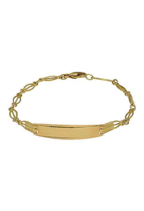 pulsera oro amarillo 18 kilates para comunion tiene chapa para grabar foto frontal 087_0055-121_01