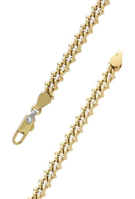 pulsera mujer oro amarillo 18 ktes eslabones chanela redonda con gallon fotografia detalle cierre