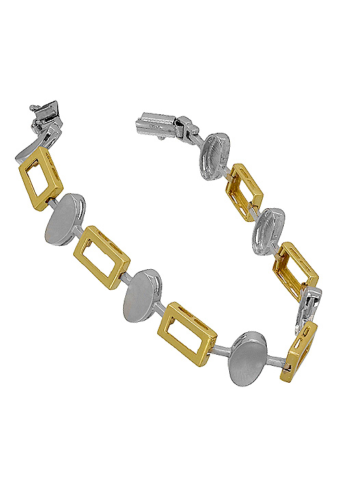 Pulsera oro 1ª ley 750 mmas. (18 k.) Señora eslabones entrepiezas oro bicolor rfcia.017_488BR0164