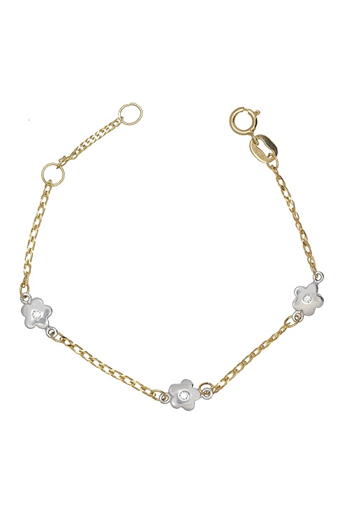 pulsera oro blanco y oro amarillo con circonitas para bebe 243_000-05804