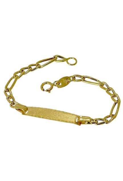 Pulsera oro, esclava para bebé con chapa para grabar 085_9137