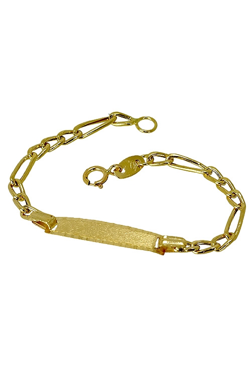 Pulsera oro, esclava para bebé con chapa para grabar 085_9137