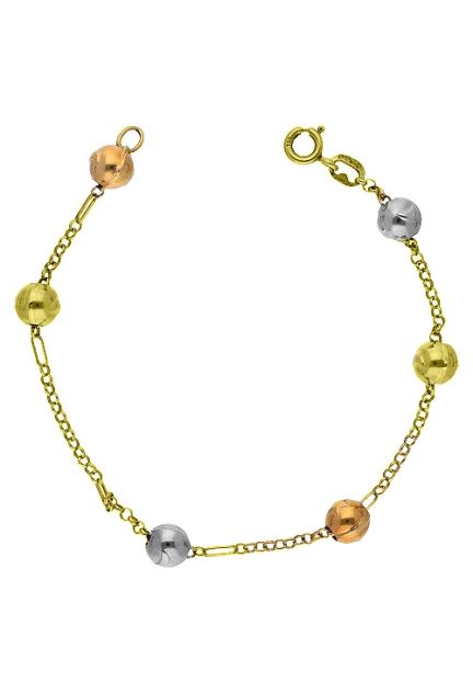 pulsera oro tricolor 18 kilates cadena con abalorios 003_0820