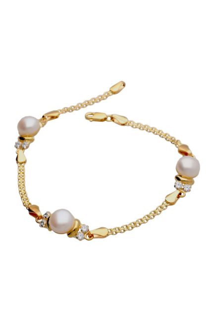 pulsera oro 18k con perlas y circonitas foto principal para web