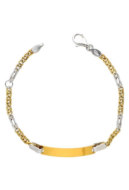 pulsera para bebe plata laminada con oro amarillo foto cenital 243_935-00034