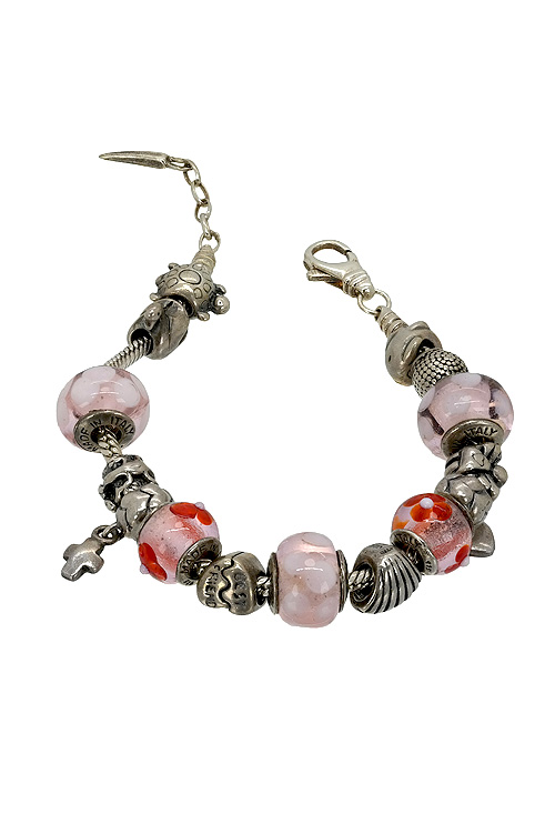 pulsera de plata con 15 abalorios 015_ENT017