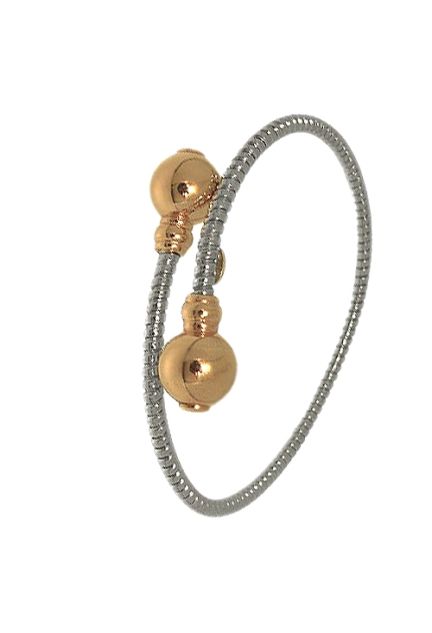 pulsera plata de ley bicolor aro rigido cruzado con terminales en forma de bola 200_ppu1986_1