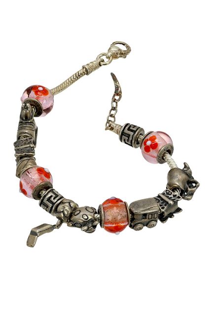 pulsera plata de ley para abalorios con 14 abalorios ya combinados 015_ENT023