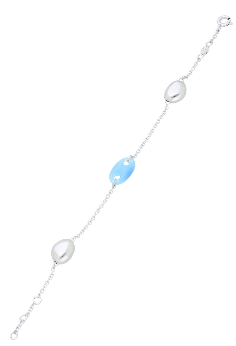 pulsera plata Time Force con calabrote cuarzo azul vista pulsera extendida