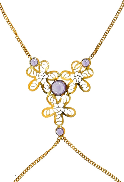 pulsera romana cadena fina eslabones baebados motivo con amatistas y flores caladas foto detallada 140_PD-8.079_01