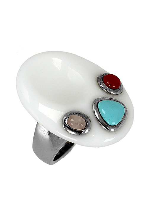 Sortija de plata con agata blanca ovalada y cuarzos de color - foto 3 - rfcia.004_RA2561