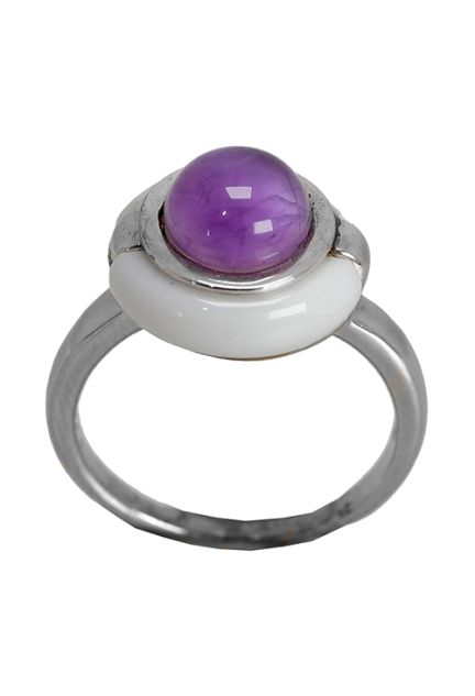 Sortija de plata de ley con agata blanca y amatista - foto 3 - rfcia.004_RA2649
