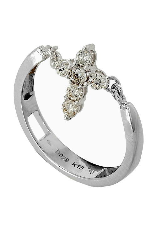 Sortija mujer de oro blanco 18 ktes con diamantes, motivo cruz - venta online - rfcia.027_L566447