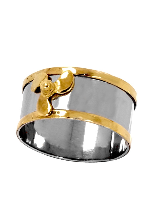 sortija acero y oro amarillo 18 ktes helice 142_0279-1B