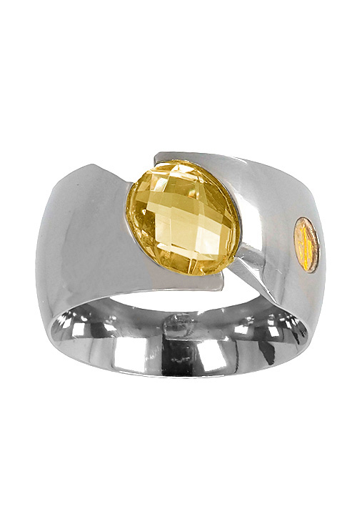 sortija de acero y oro con citrino vista principal precio outlet de joyeria 142_0545-1C