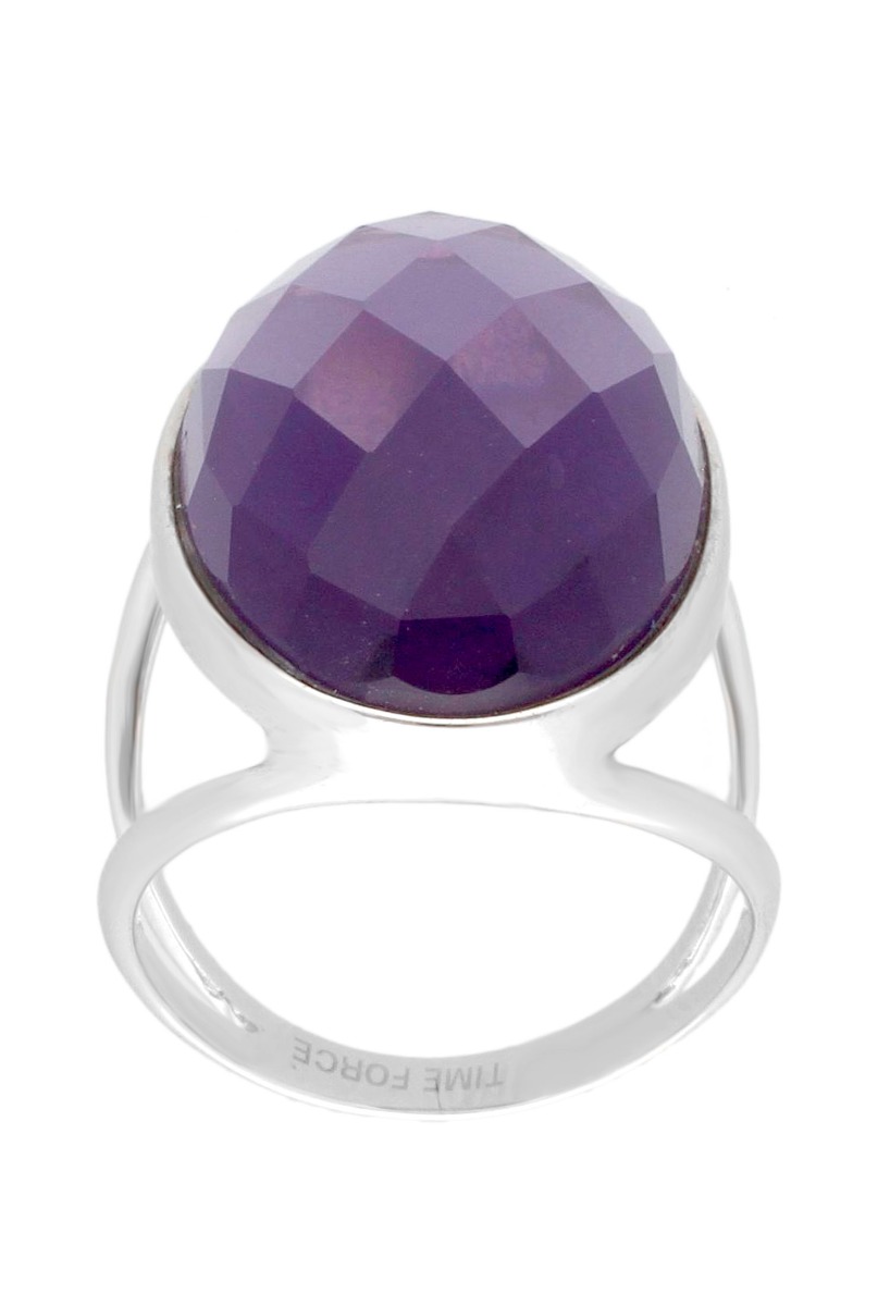 sortija de plata con cuarzo amatista marca time force a precio de ocasion vista cenital 237_TJ1126S0116