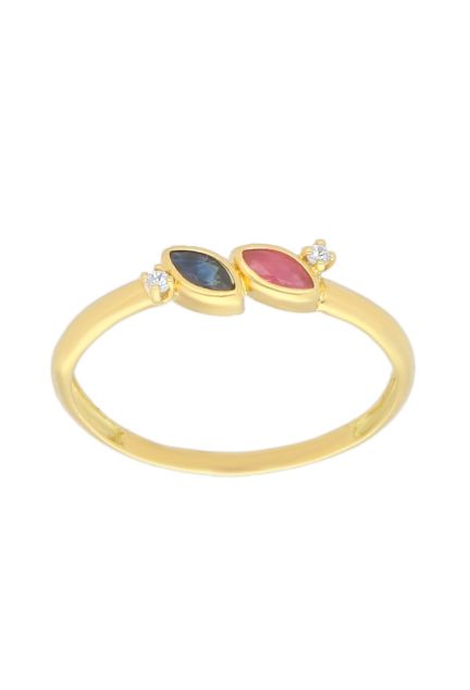 Anillo oro, sortija con piedras, mujer, oro amarillo - foto 1 - rfcia.037_12-6161