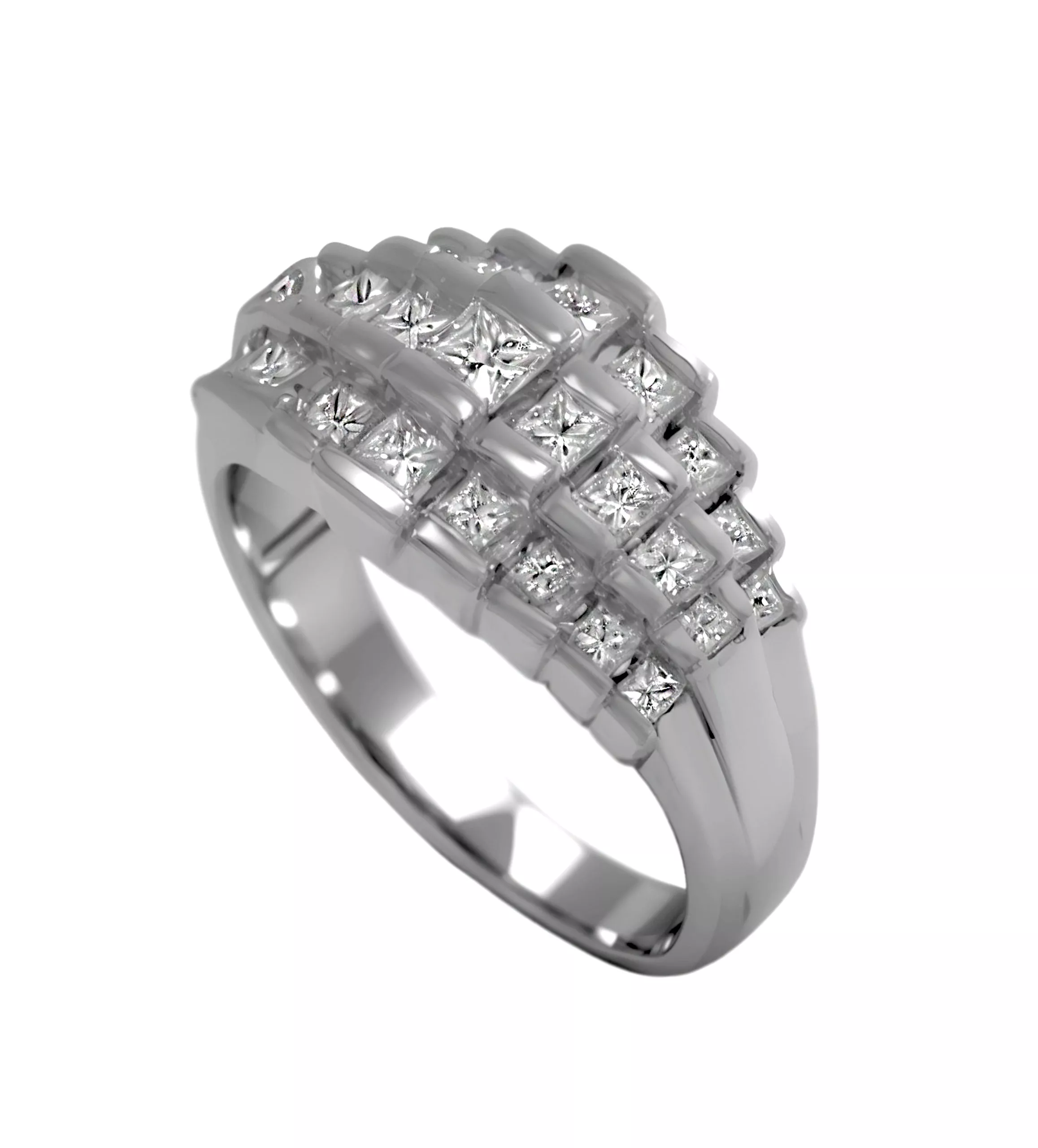 Sortija oro blanco 18 ktes. con diamantes princesa Azteca 083_AUR004 - Imagen 3