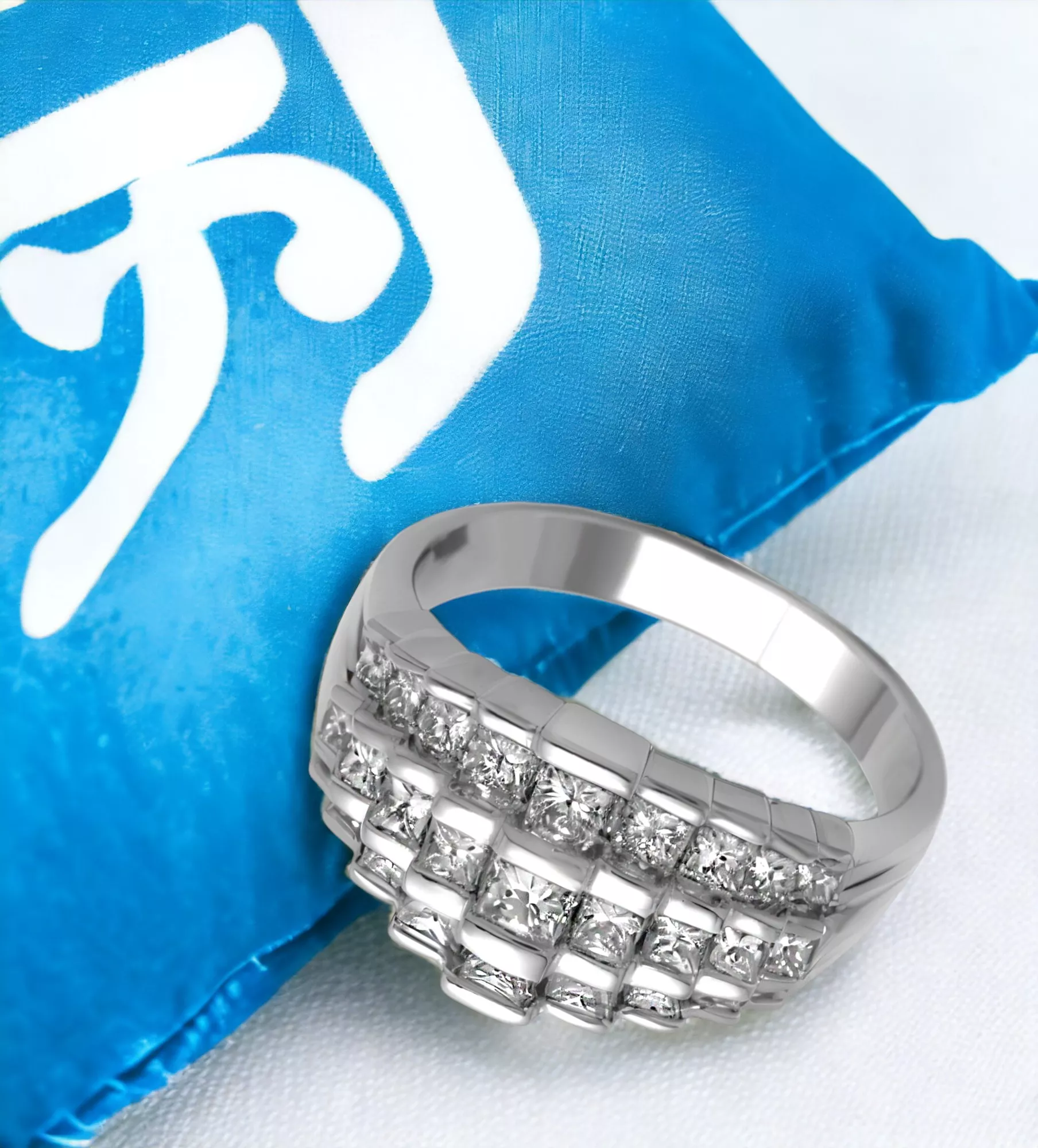 Sortija oro blanco 18 ktes. con diamantes princesa Azteca 083_AUR004 - Imagen 4