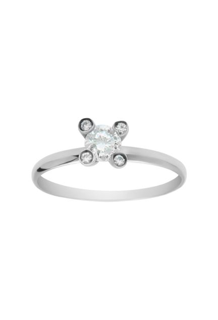 anillo oro blanco 18 ktes con circonitas fotografia de frente