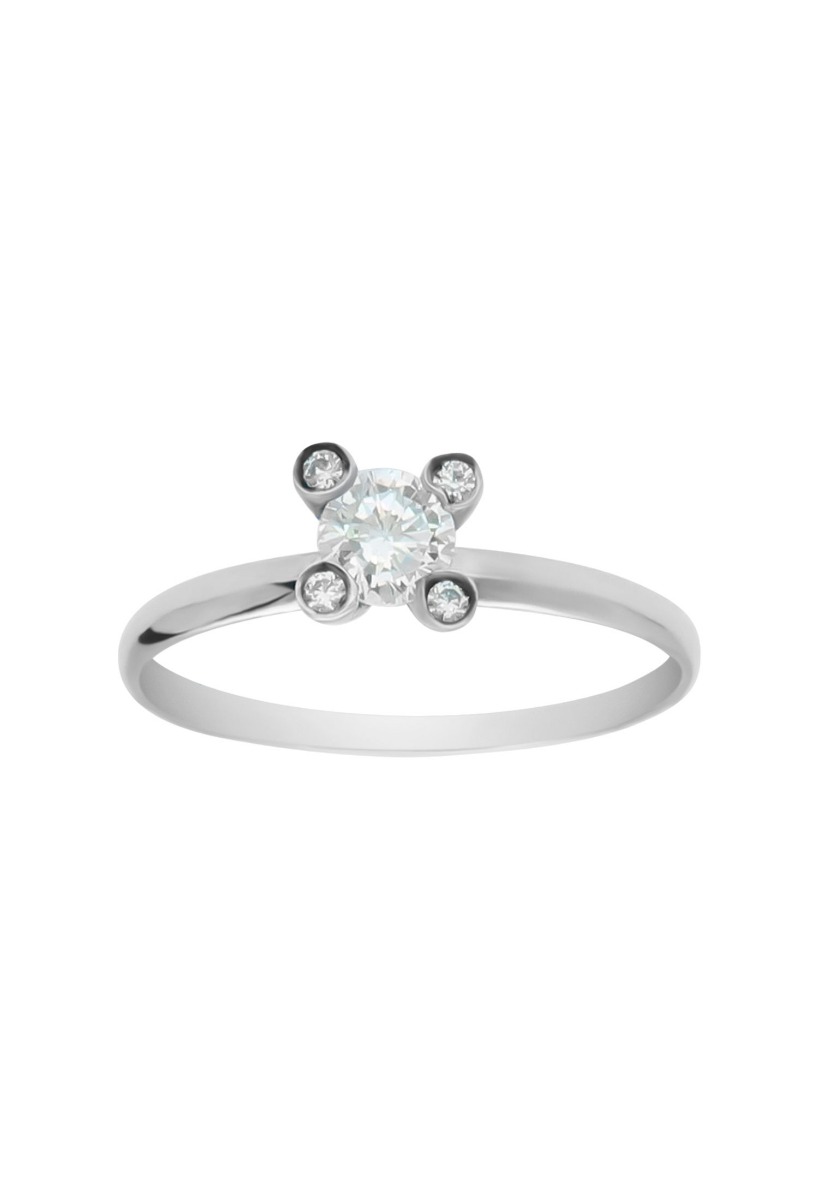 anillo oro blanco 18 ktes con circonitas fotografia de frente