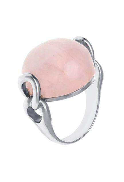 anillo plata y cuarzo rosa marca Rubi foto numero dos para web el rubi joyeros