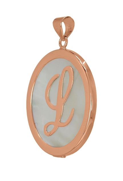 Colgante de plata chapada en rosa, inicial L joyas de mujer 260_138058R-L
