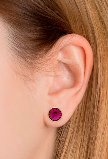 Pendientes de plata tipo dormilonas con Cristal checo color fucsia 273_A2791-21T