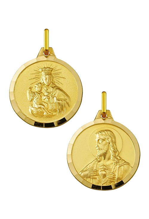 Medalla religiosa oro 18 kilates. escapulario Sagrado Corazon y Virgen del Carmen - foto 1 - rfcia.045_1000575-20
