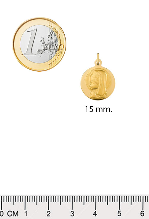 Medalla religiosa oro 18 ktes. Virgen niña 045_1482104P-15 medidas