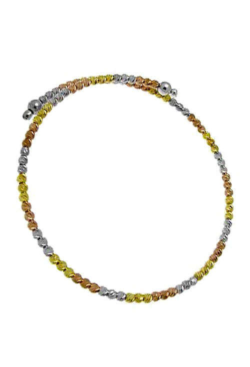 pulsera rigida de plata bolas lapidadas tricolores