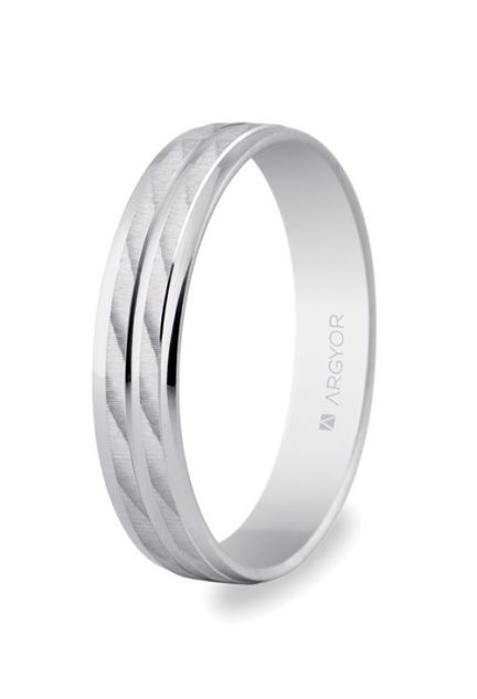 Alianza en oro blanco 4mm, bandas centrales satinadas 5B40340-0