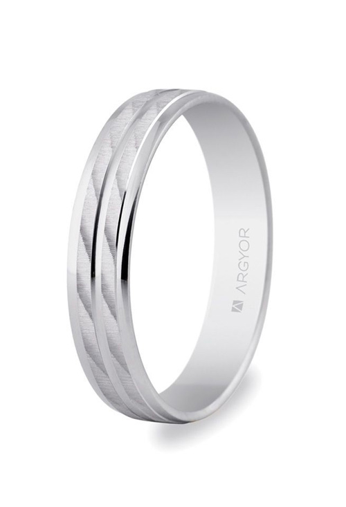 Alianza en oro blanco 4mm, bandas centrales satinadas 5B40340-0