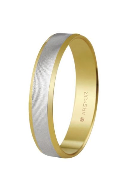 Alianza de oro blanco con perfil oro amarillo 4mm. Argyor 5240308
